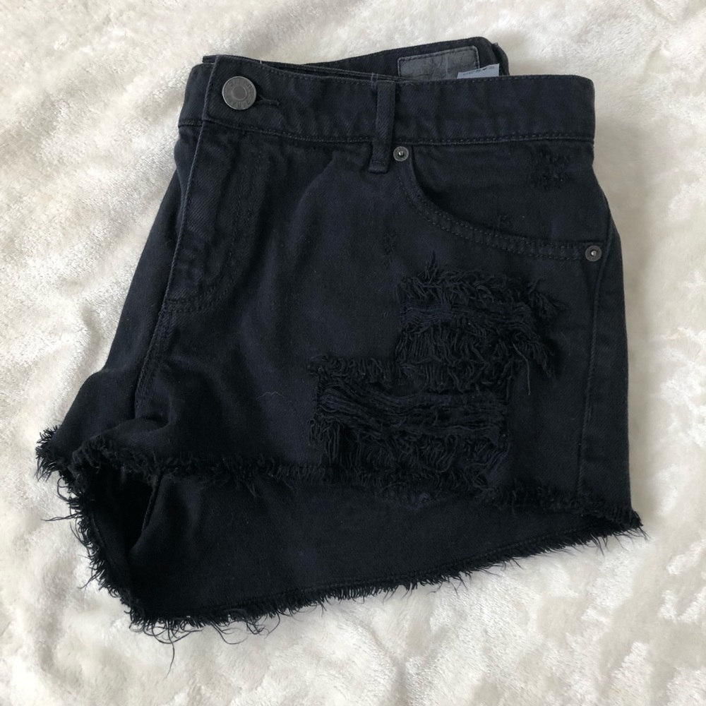 Garage Black Ripped Jean Shorts